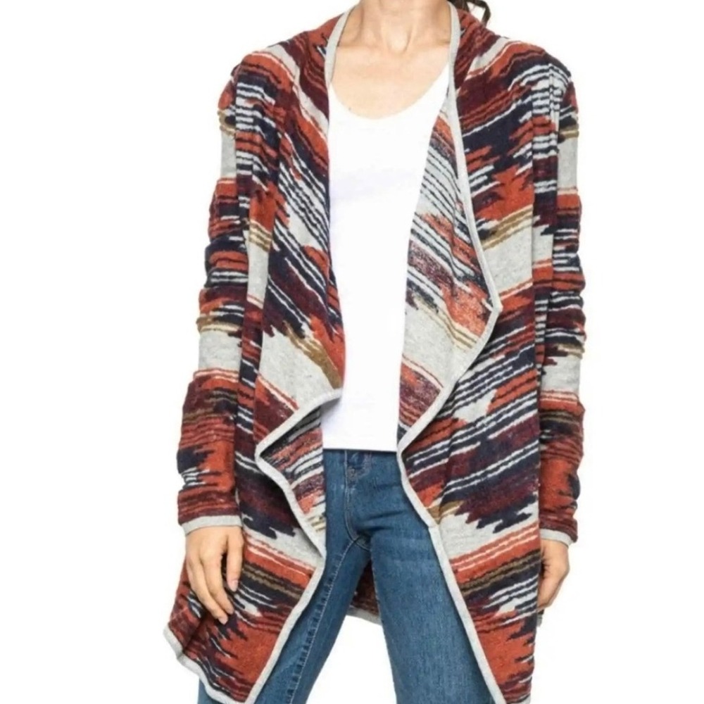 Lucky Brand Aztec Southwestern Open Front Cardigan Sweater Small‎